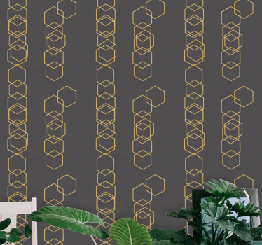 Papel pared rústico Hexágonos dorados con fondo gris - TenVinilo