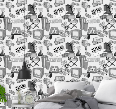 Papel pared vintage dibujos de Hollywood - TenVinilo