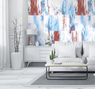 Papel pintado mármol azules y rojizos - TenVinilo