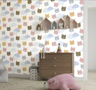 Papel pintado animales Sonrisa de oso minimalista - TenVinilo