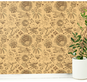 Papel mural vintage bocetos de expedición vintage - TenVinilo