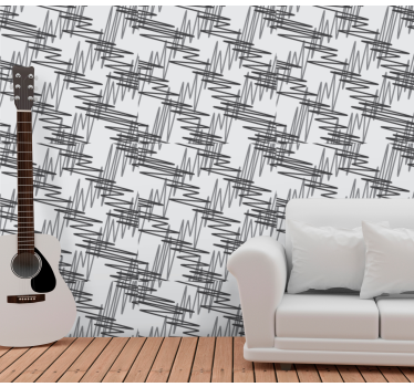 Papel pintado arte Garabatos en blanco y negro - TenVinilo
