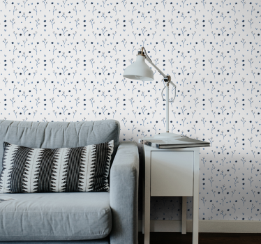 Papel para pared azul claro flores pequeñas - TenVinilo