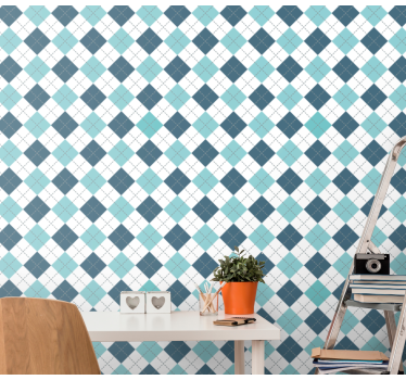 Papel pintado clásico Patrón de diamante escocés - TenVinilo