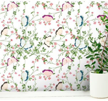 Papel pintado de flores Acuarela de fantasía - TenVinilo