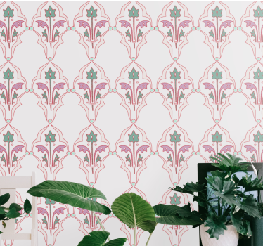 Papel pintado de flores Diseño floral formalizado - TenVinilo