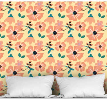 Papel pintado de flores Girasoles naranjas - TenVinilo