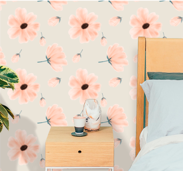 Papel pintado de flores Patrón de acuarela de grandes flores en b - TenVinilo