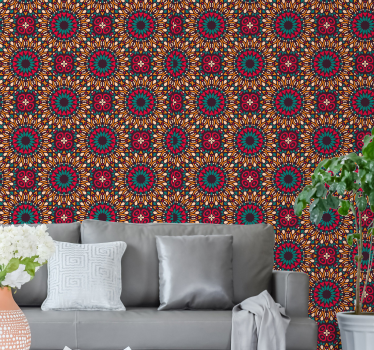 Papel pintado dormitorio mandala colorida - TenVinilo