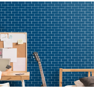 Papel pintado efecto ladrillos Ladrillo azul - TenVinilo