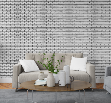 Papel pintado efecto ladrillos Patrón de ladrillo gris con mancha - TenVinilo