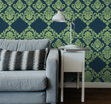 Papel mural barroco damasco ornamental - TenVinilo