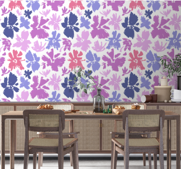 Papel mural comedor exhibición floral morada - TenVinilo