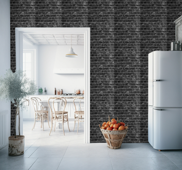 Papel pintado cocina ladrillo viejo negro - TenVinilo
