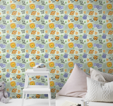 Papel pintado bebé de animales de selva - TenVinilo