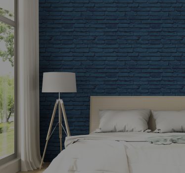 Papel pintado ladrillo color azul - TenVinilo