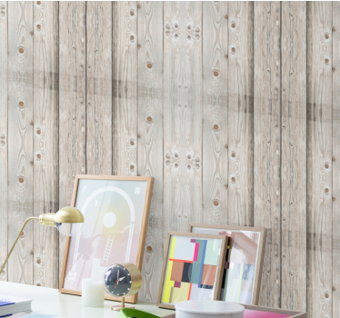 Papel pintado madera Efecto madera de pino blanco - TenVinilo
