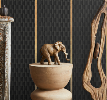 Papel pintado madera Mimbre francés negro estilo madera - TenVinilo