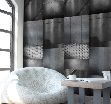Papeles de pared modernos metal gris - TenVinilo