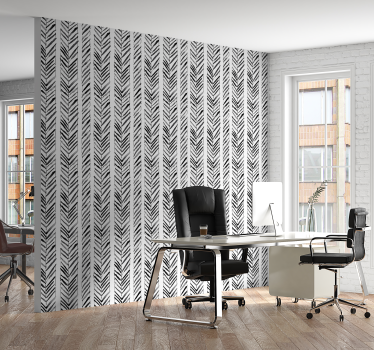 Papel mural oficinas diseño geométrico en blanco y negro - TenVinilo