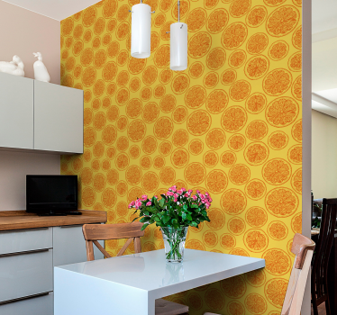 Papel pintado cocina de patrón de naranjas - TenVinilo