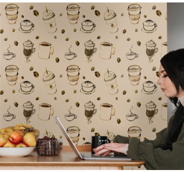 Papel pintado para cocinas Patrón de café vintage - TenVinilo