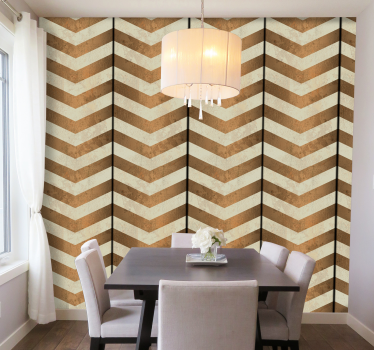 Papel pintado rayas de zig zag madera - TenVinilo