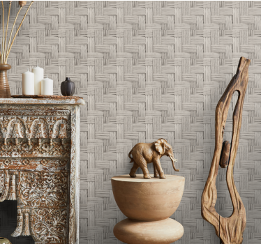 Papel pintado texturas Efecto mimbre gris hecho a mano - TenVinilo
