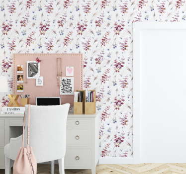 Papel pintado vintage Estilo vintage rosa flores - TenVinilo