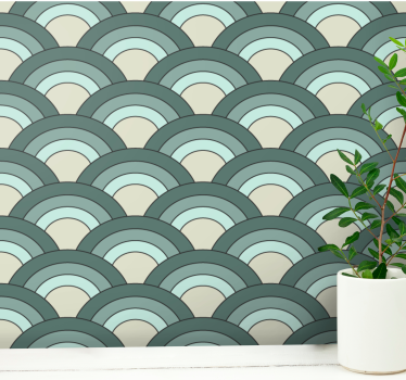 Papel pintado vintage Patrón de escamas sombreadas azules - TenVinilo