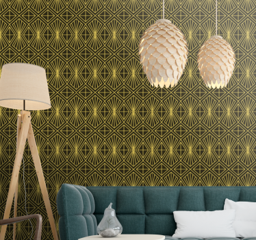 Papel pintado vintage Patrón geométrico art deco en oro - TenVinilo