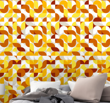 Papel pintado vintage tono cálido geométrico - TenVinilo