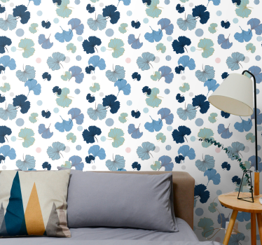 Papeles de pared modernos Hoja de ginkgo azul - TenVinilo