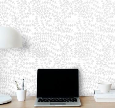 Papeles de pared modernos Hojas grises sobre blanco - TenVinilo