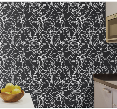 Papeles de pared modernos Línea de arte de café patrón elegante - TenVinilo