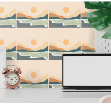Papeles de pared modernos Montañas abstractas al atardecer - TenVinilo