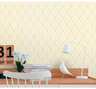 Papeles de pared modernos Patrón de forma de diamante amarillo mo - TenVinilo