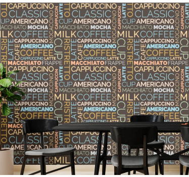 Papeles de pared modernos Patrón de texto de café - TenVinilo