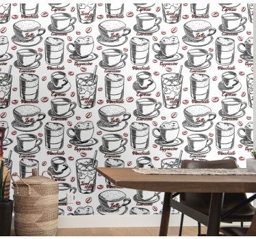 Papeles de pared modernos Texto sobre el patrón de café - TenVinilo